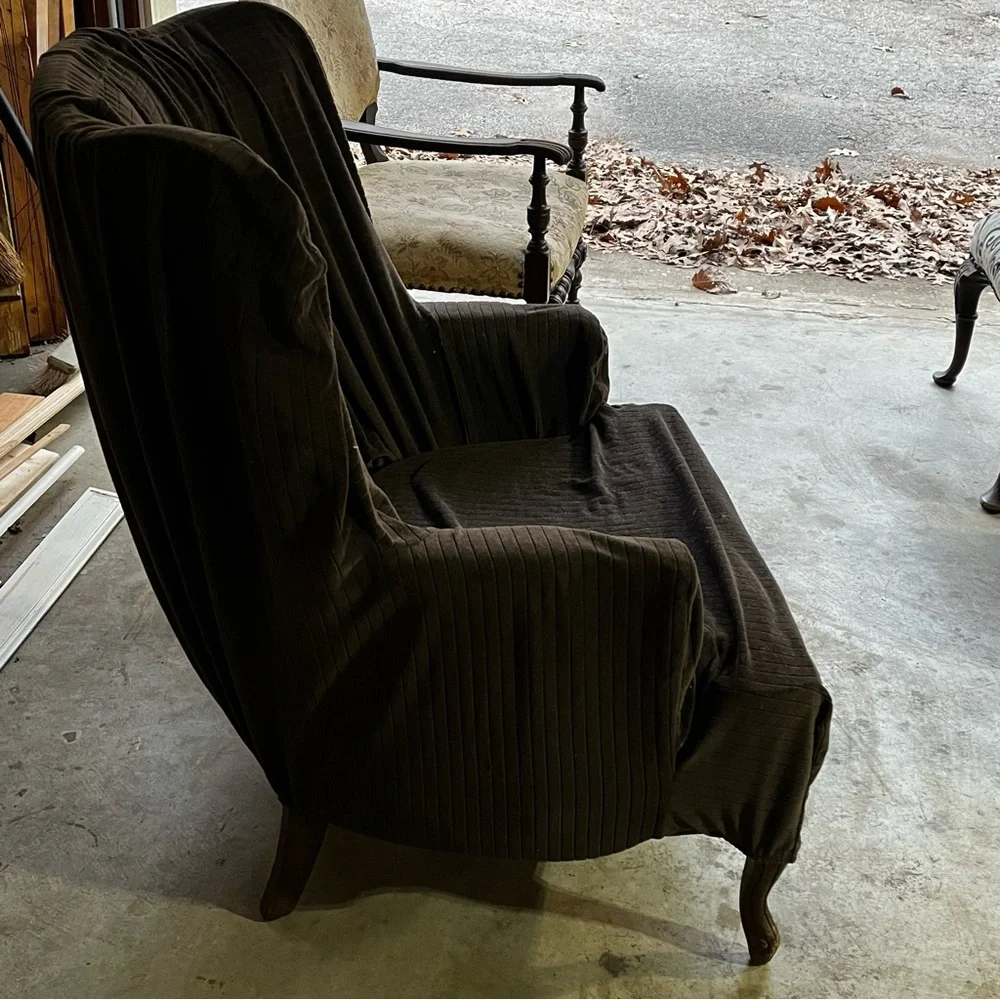 Elegant Brown Wingback Armchair Cover